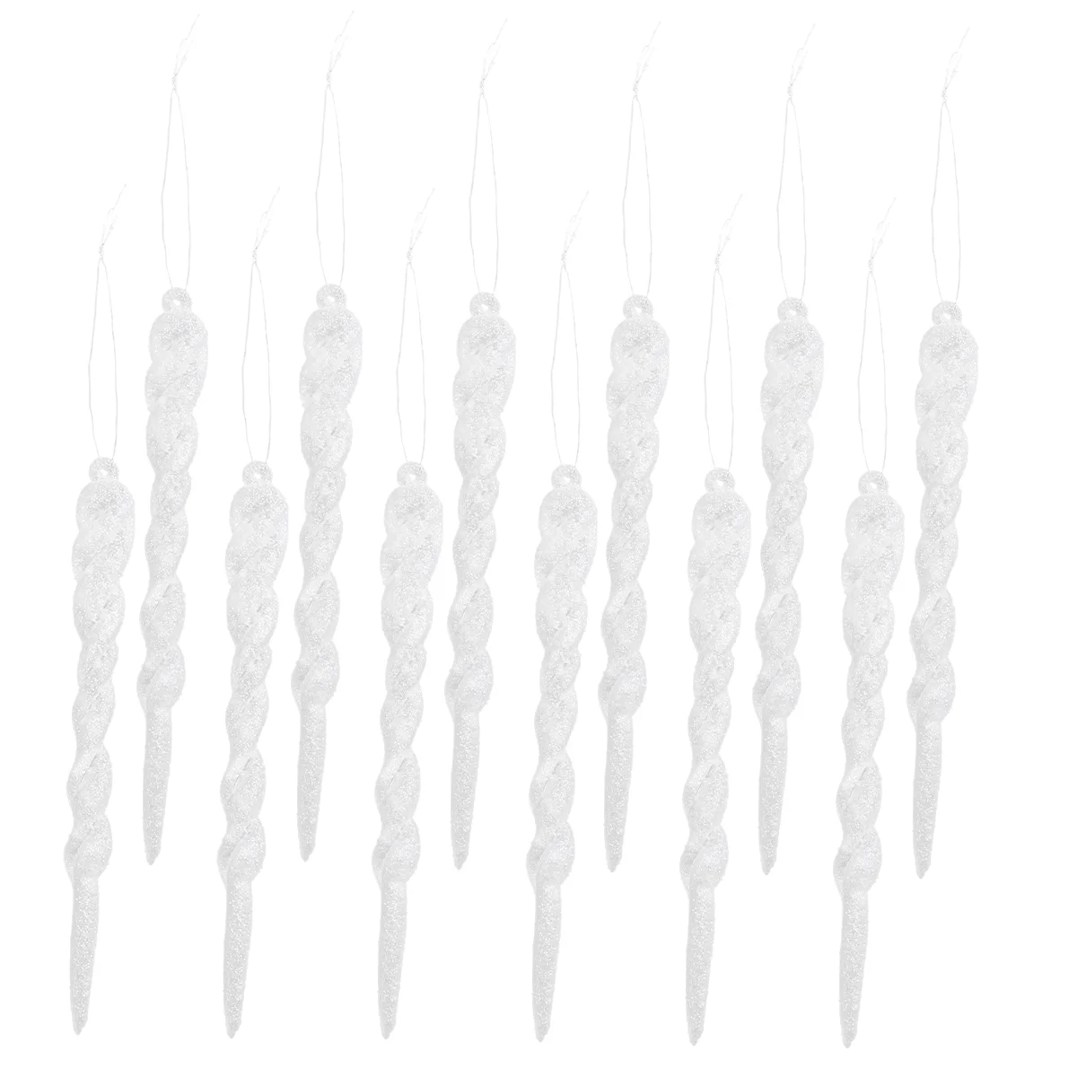 

12 Pcs Simulation Ice Icicles DIY Hanging Pendant Xmas Tree Decor Garland Crystal Pendants Gold Silver