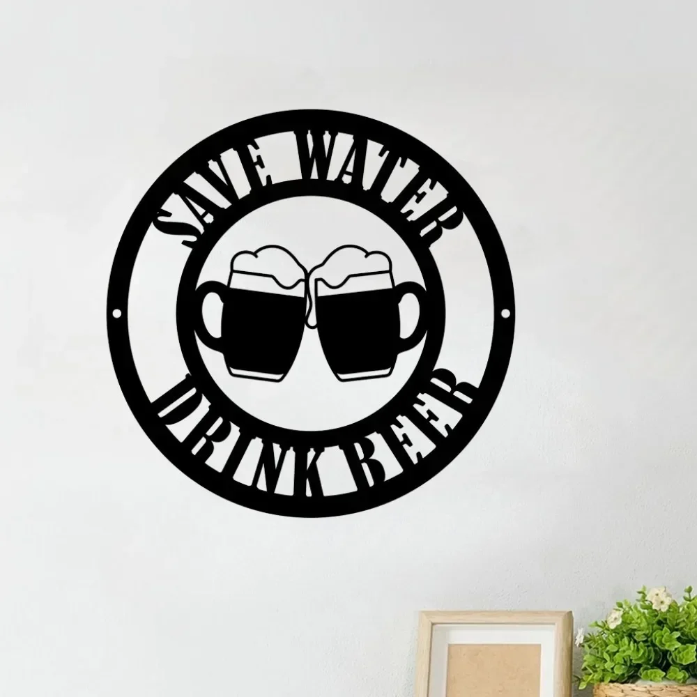 Настенная панель с надписью Save Water Drink 2 лопастями для пива силуэт в Fer и