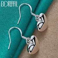 doteffil 925 sterling silver smooth heart drop earrings for women wedding engagement party fashion jewelry