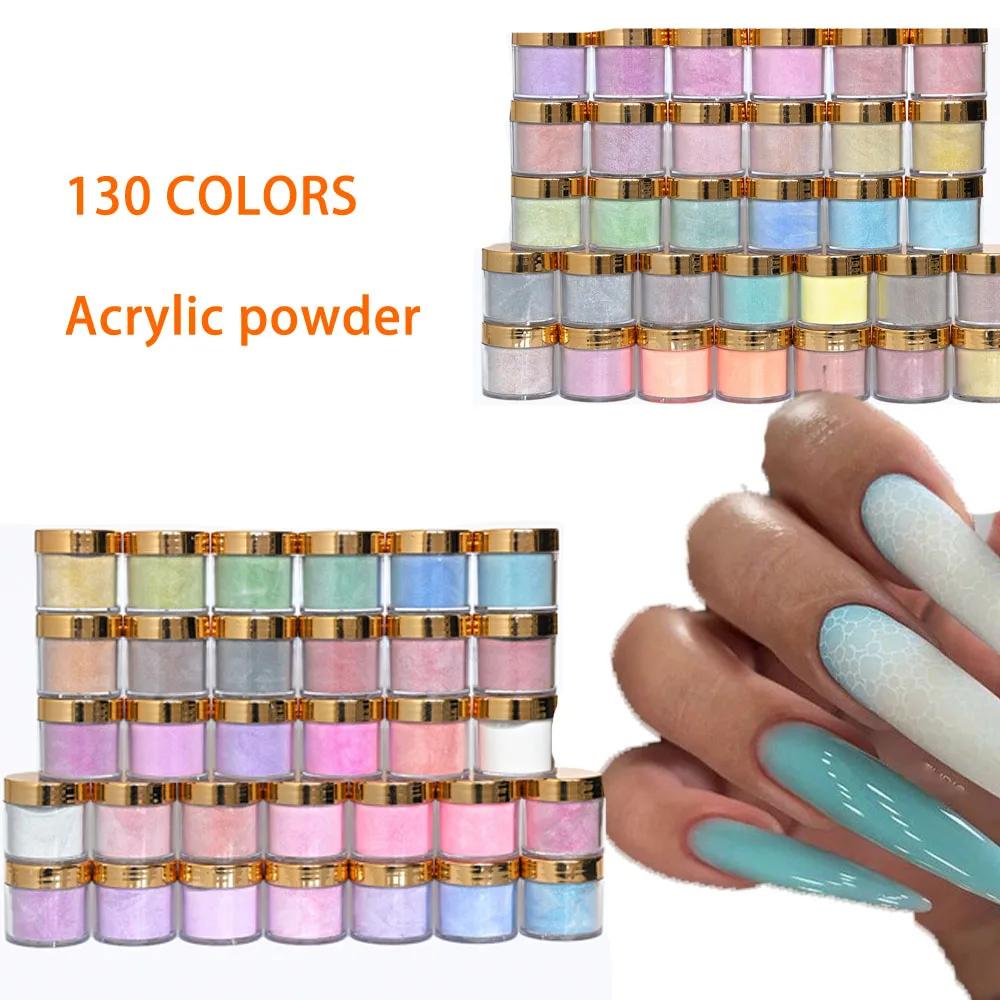 

130 Color Nail Acrylic Powder Glitter Carving Nail Pigment High End Series Extend Powder Professional Manicure Nail Acrylic Dust