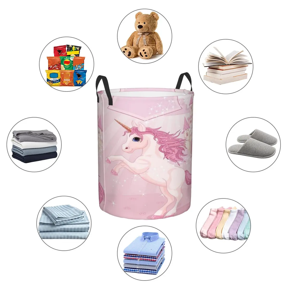 Корзина для белья с единорогом и сказочным замком складная корзина игрушек