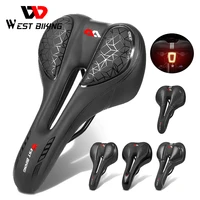 west biking silica gel mountain road bike seat sponge mtb saddle can be installed tail lights design cycling bicycle accessories