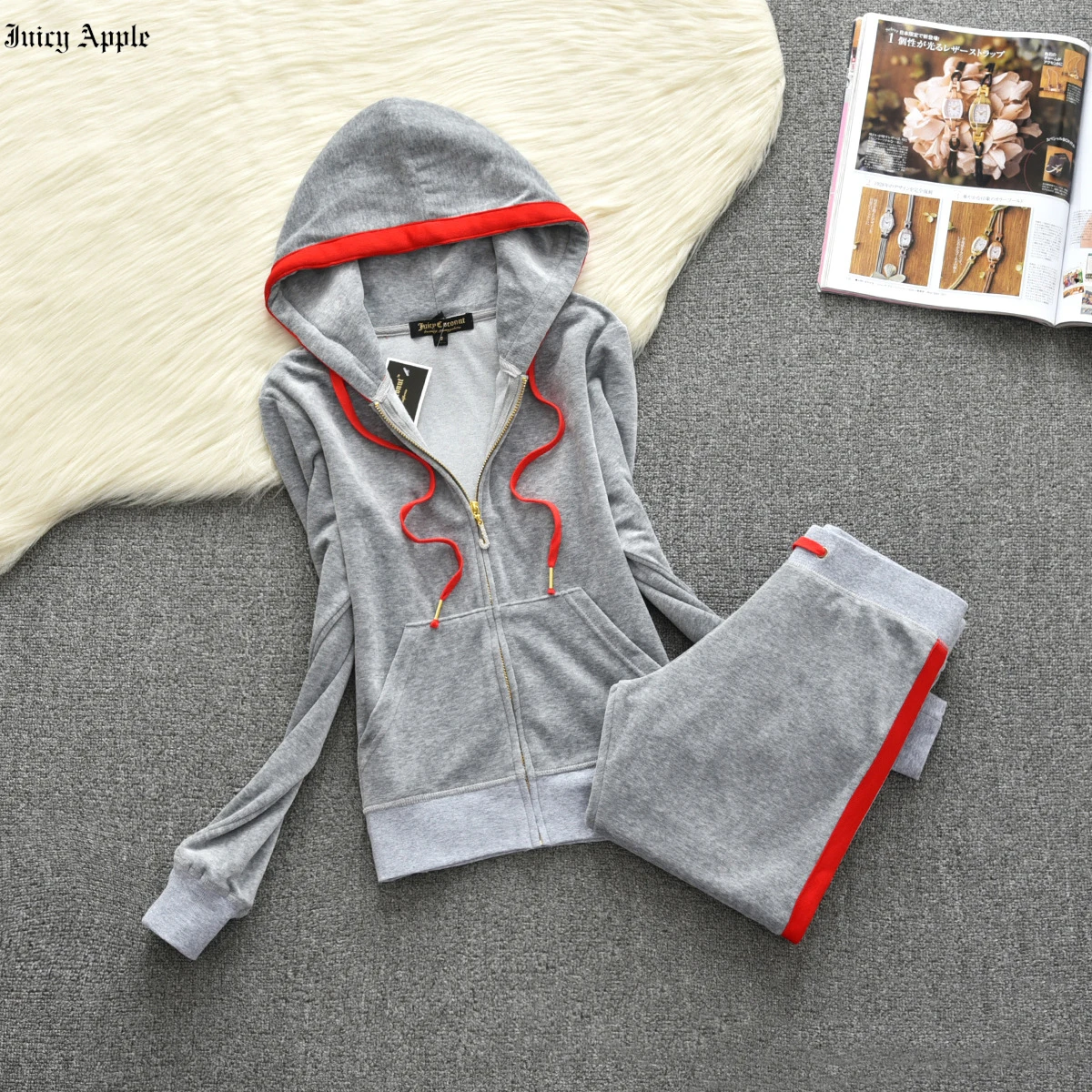 Женский весенне-осенний тренировочный костюм из бархатной ткани с вышивкой |