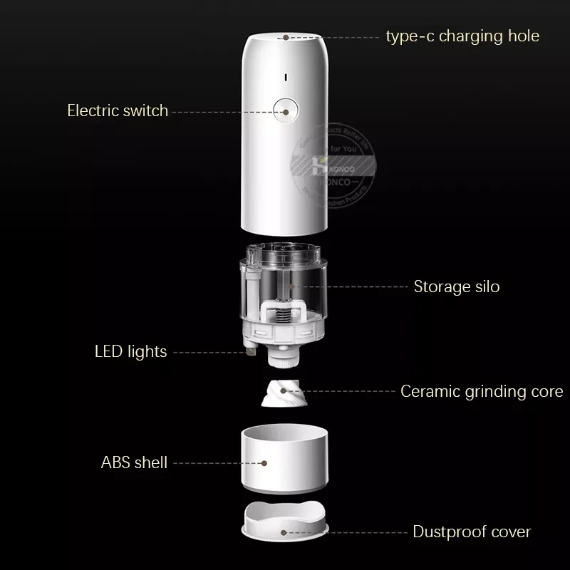 

1/2Pcs Electric Salt Pepper Grinder Set USB Charge Spice Mill Grinder Adjustable Coarseness Pepper Mill Grinder Kitchen Tools