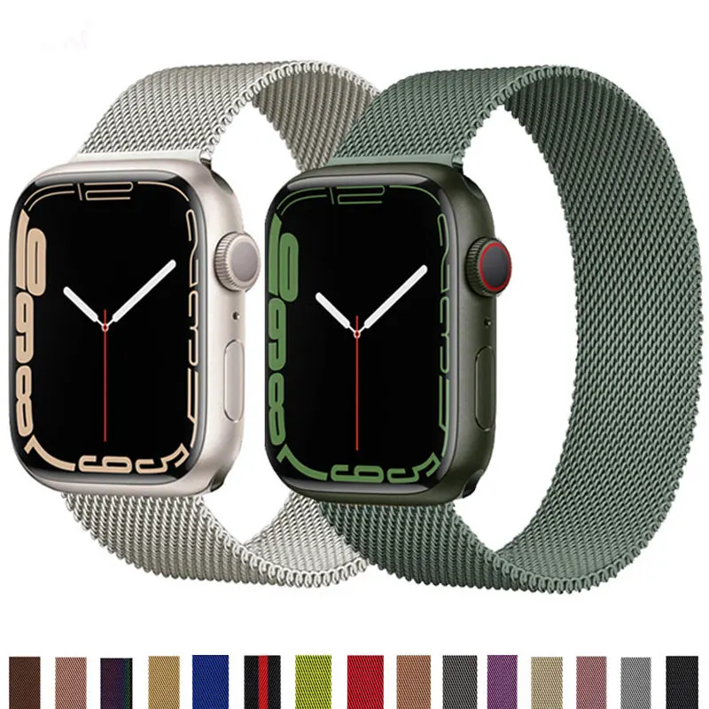 

Ремешок для Apple Watch 44 мм 40 мм 38 мм 42 мм 45 41 мм, браслет с магнитной петлей для Apple Watch Series 7 6 5 4 3 SE