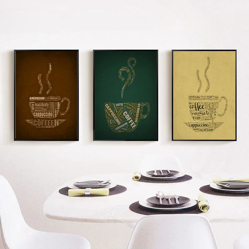 

Painting Retro Wall Picture Coffee Shop Decoration Coffee Menu Prints Vintage Style Chalkboard Poster Cafe Wall Art Decor Canvas