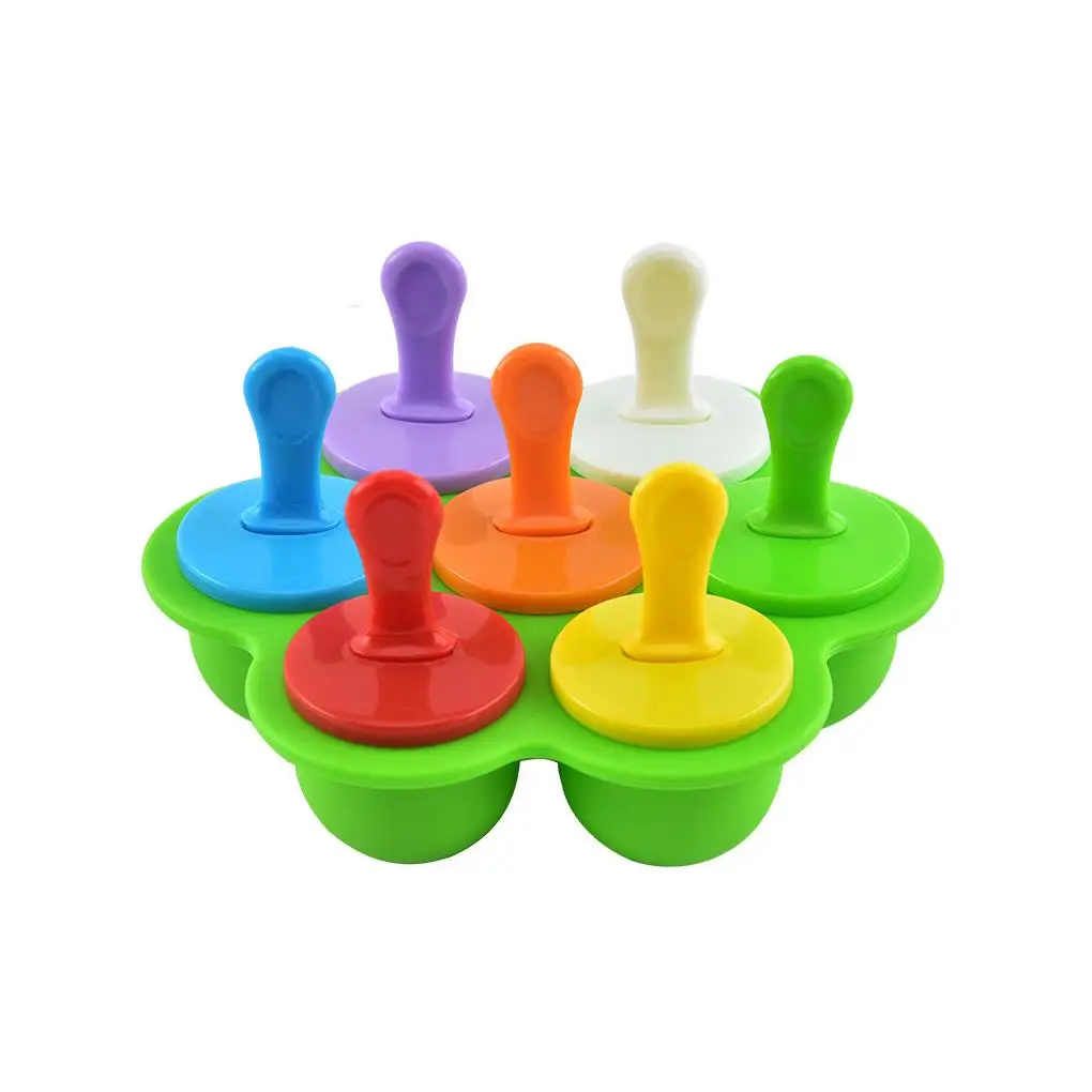 

7 Holes Mini Ice Pops Mold Silicone Ice Cream Ball Lolly Maker Popsicle Molds Baby DIY Food Fruit Shake Ice Cream Frozen Mold
