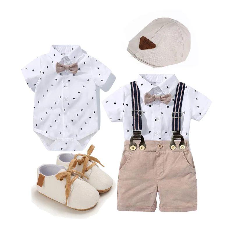 Baby Boy Clothes Bodysuit for Newborns Gentleman Outfit   First Birthday Suspender Shorts  Infant Toddler Wedding