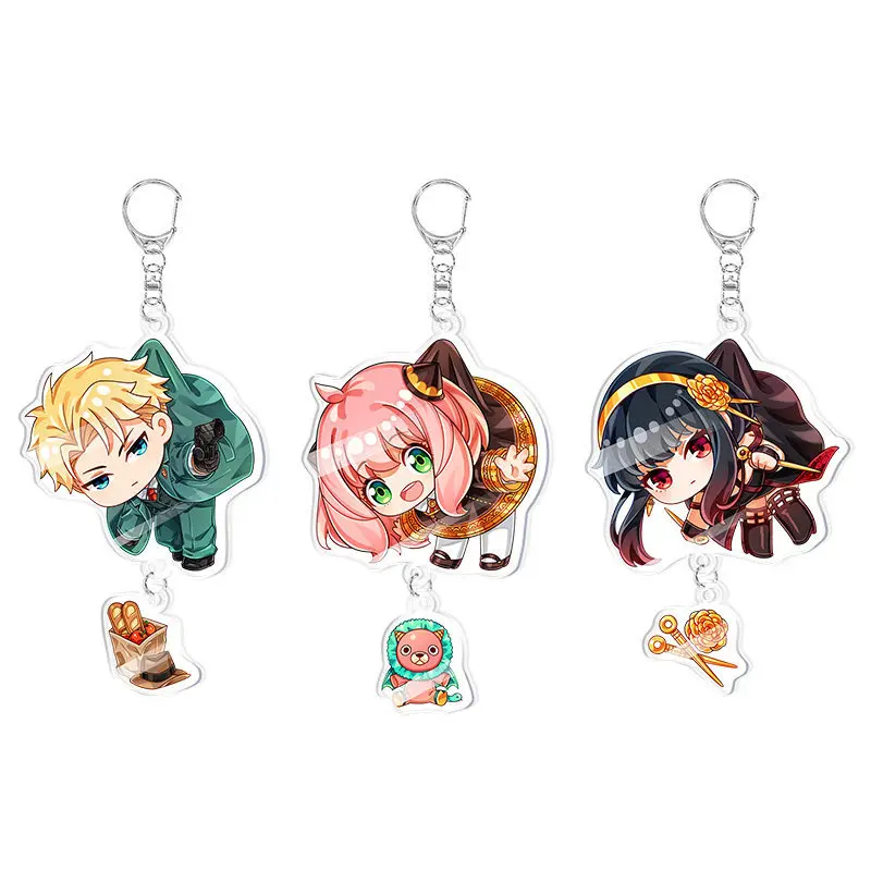 

SPY X FAMILY Keychain Cute Anime Acrylic Cartoon Figure Pendant Keyrings or Loid Anya Yor Two-sided Key Holder Jewelry