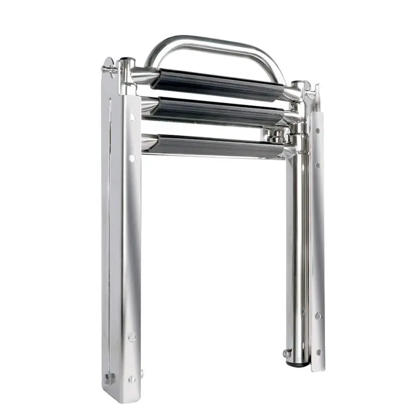 3 Step Folding Telescopic Launching Ladder Stainless Steel Hanging Handrail Ladder for Marine Speedboat Yacht Boat Accessories