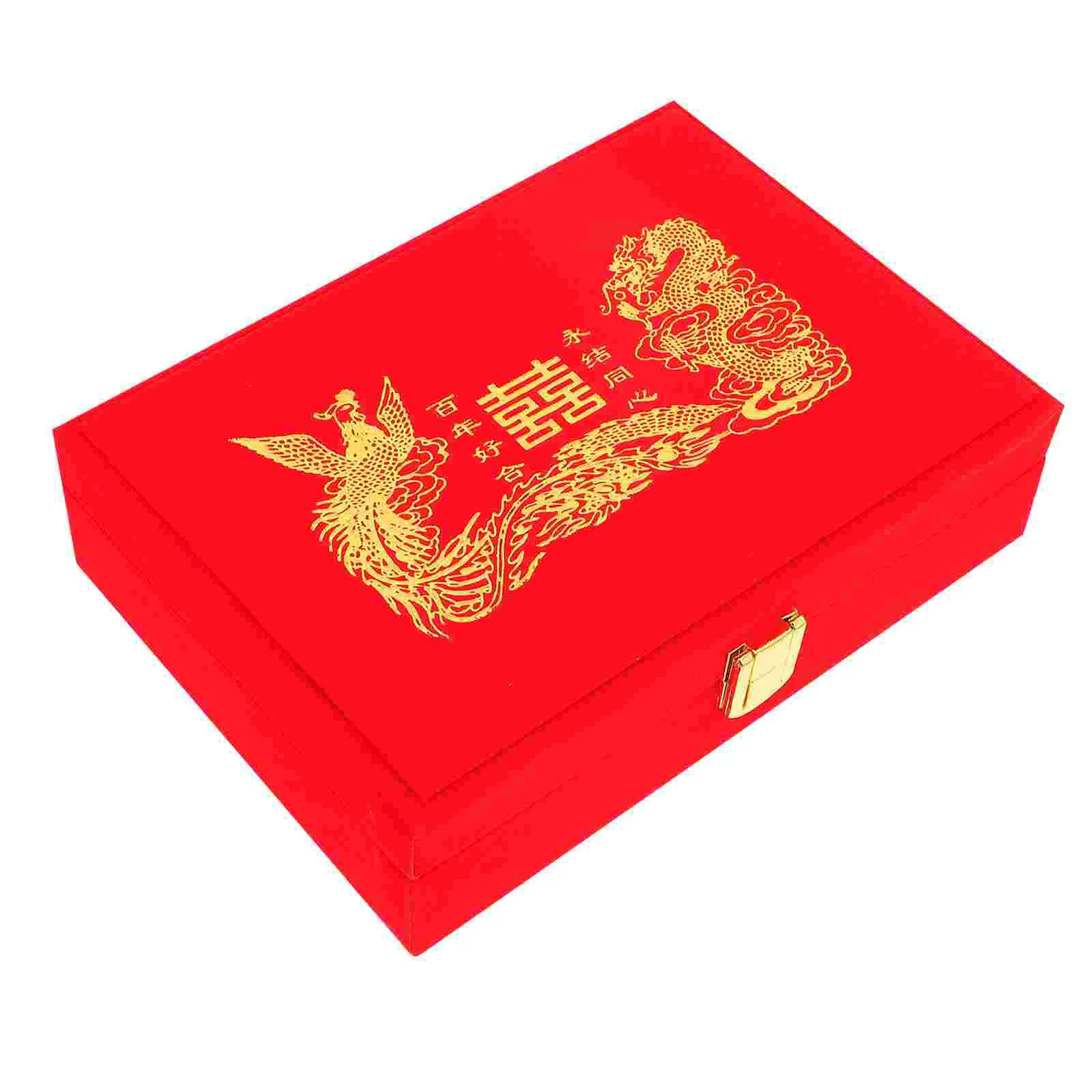 

Chinese Wedding Jewelry Case Necklace Ring Bracelets Wood Box Jewelry Organizer