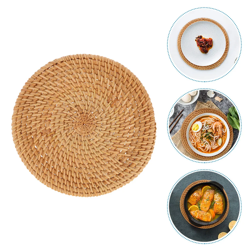 

1pc Rustic Woven Place Mat Household Tableware Mat Practical Hotel Cup Mat