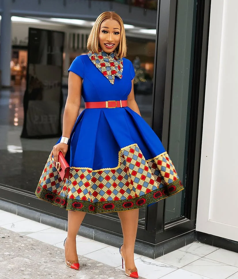 

Women's Dresses Fashion New Style Gorgeous And Stunning Africa Elegant Classic Ankara Styles Dress Prints Blue A-line Skirt