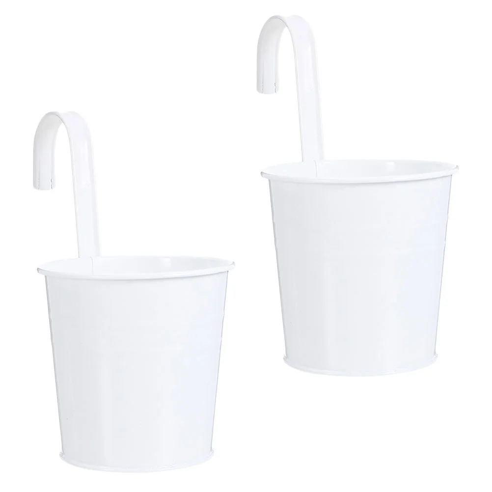 

2pcs Hook Iron Flowerpots Iron Sheet Hook Planter Hanging Flowerpot Hanging Flower Bucket Gardening Flower Bucket for Fence