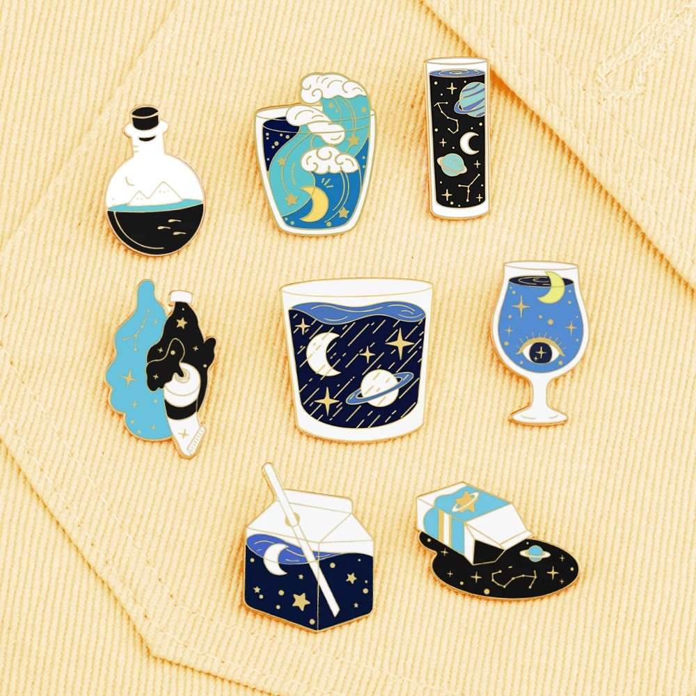 Романтическая эмалированная булавка в виде флакона звездного неба Милая луна