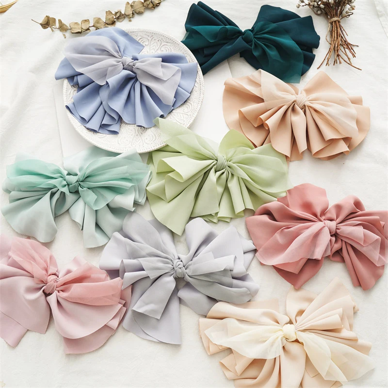 

Three Layers Big Bow Barrettes Chiffon Hairpins Girl's Fresh Hair Clips Korean Sweet Top Clip For Women Hair Accessories