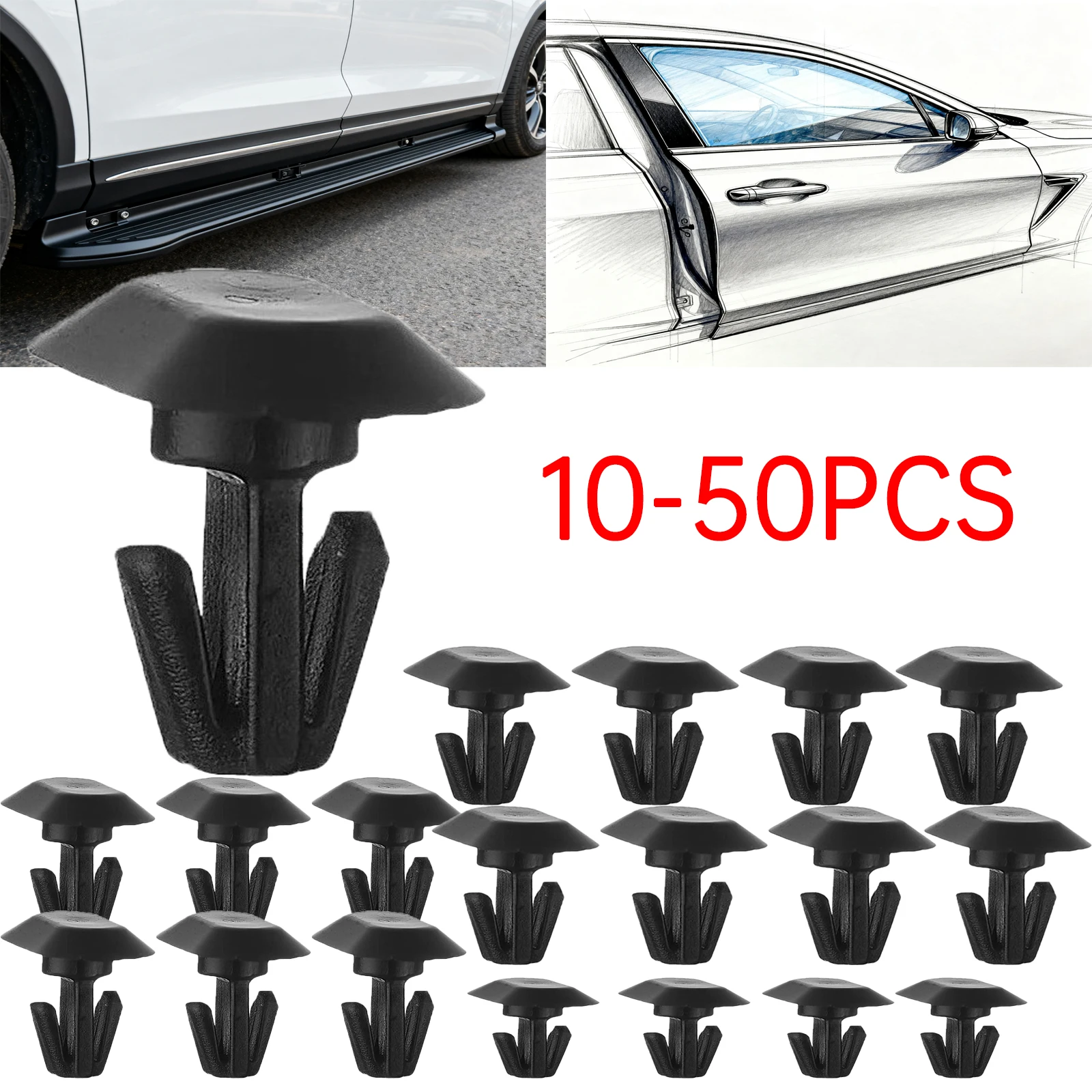 

10-50 шт., зажимы для уплотнителя двери автомобиля, боковые молдинги для кузова, крепежные зажимы для Peugeot 206 307 406 Citroën C8 699786