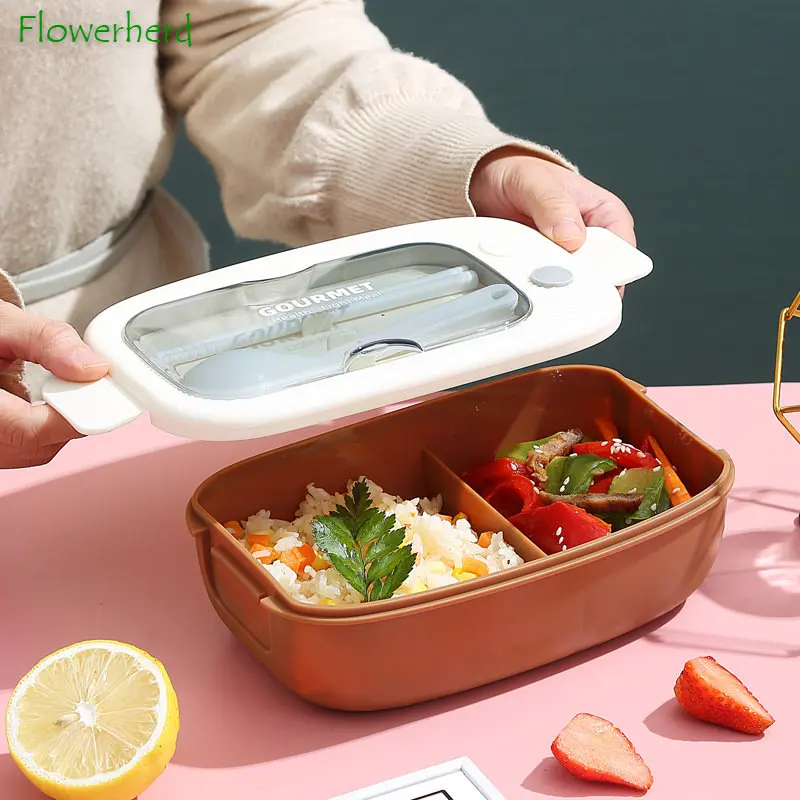 

1100ML Bento Lunch Box Lunch Containers for Adult/Kid/Toddler 2 Compartment Bento Lunch Box Microwave Dishwasher Freezer Safe