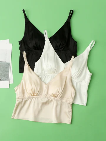 SuyaDream бескаркасные шелковые бюстгальтеры  черный/белый