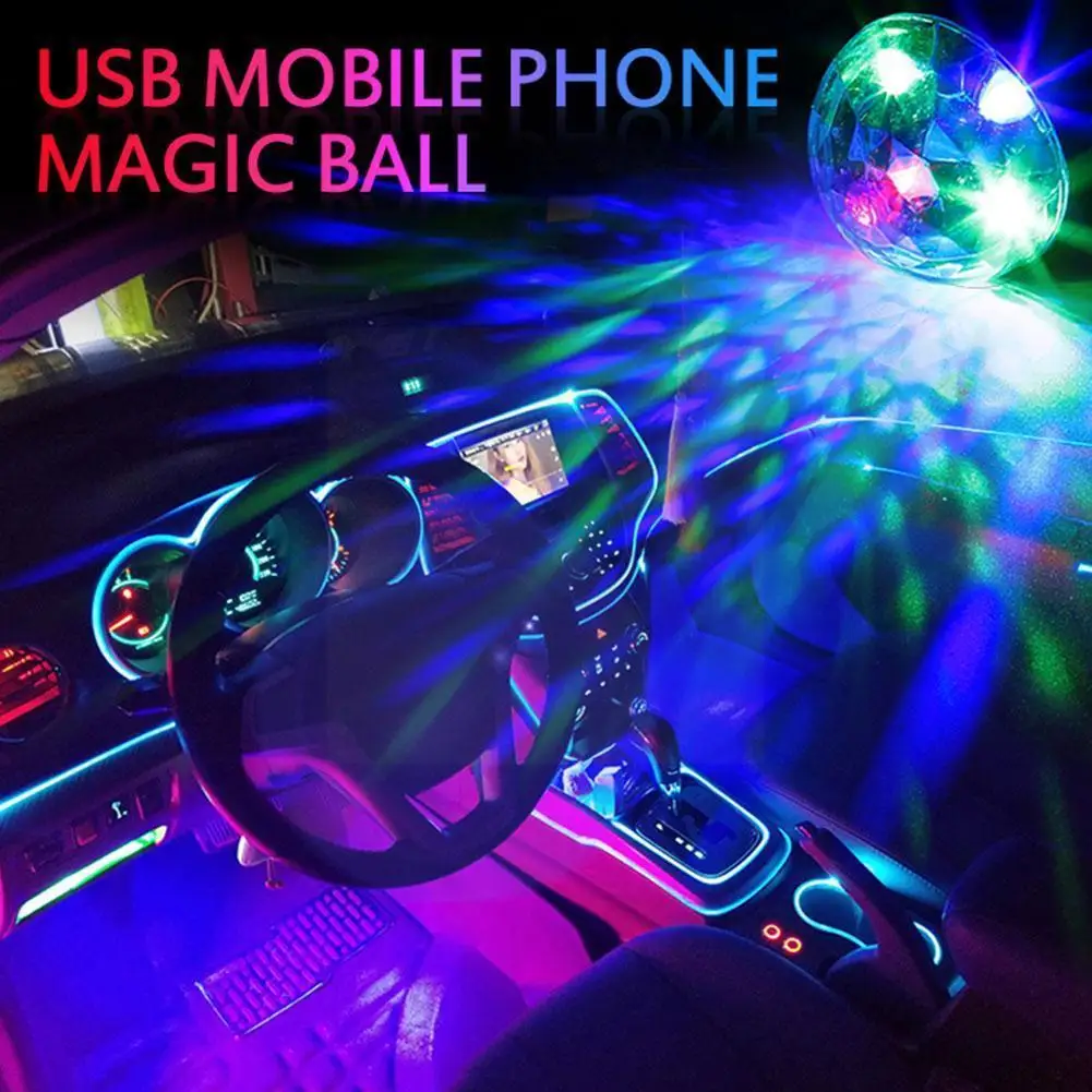 

Миниатюрный светодиодный RGB-светильник с USB, лампа для телефона, вечевечерние, клуба, освещение для автомобиля, музыки, дискотеки, внутреннее...