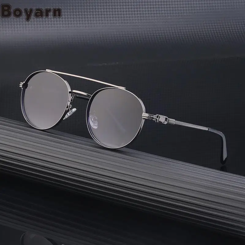 

Boyarn Luxury Brand Design Metal Double Beam Sunglasses Men's Uv Protection Eyewear Gafas de sol Sun Protection Toad Sunglasses