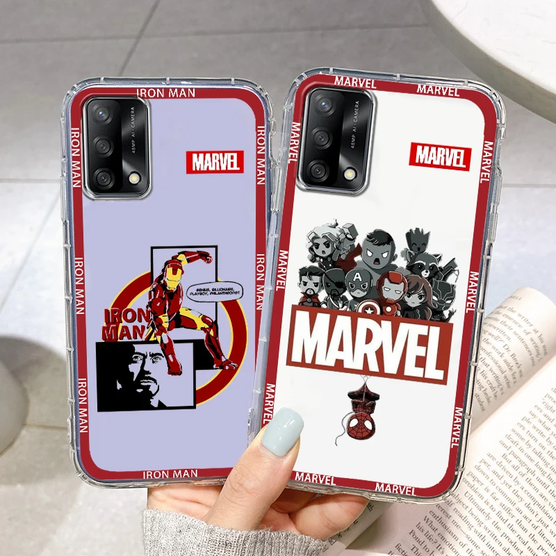 

Marvel Thanos Iron Man Logo Phone Case For OPPO Find X6 X5 X3 F21 Neo Lite A96 A57 A77 A74 A76 A55 A54 A53 K10 5G Transparent
