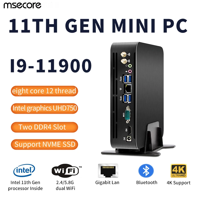 MSECORE Intel Core i9 11900 Gaming Mini PC Windows 10 Linux Windows 11 Desktop Computer Micro office Computer barebone HTPC 4K