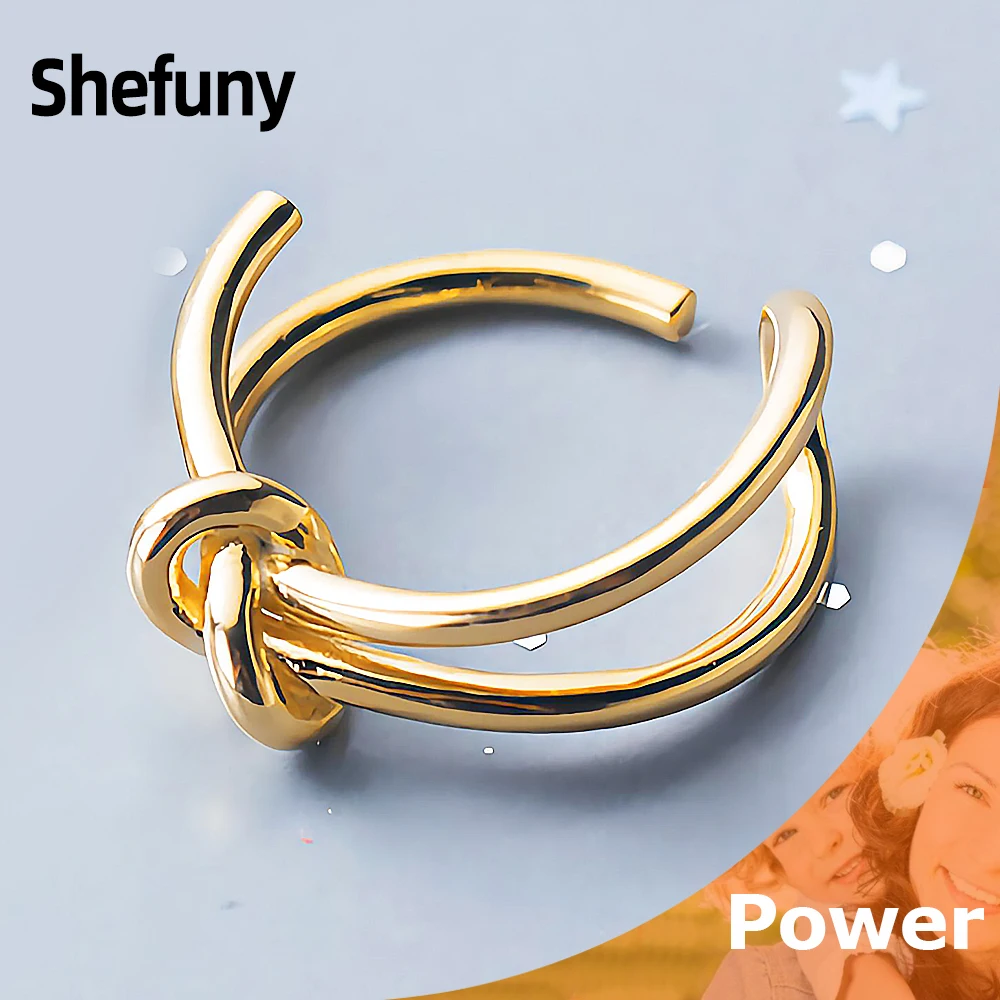 

925 Sterling Silver Double Layer Love Knot Adjustable Finger Rings Twine Open Size Rings For Women Fine Jewelry Anniversary Gift