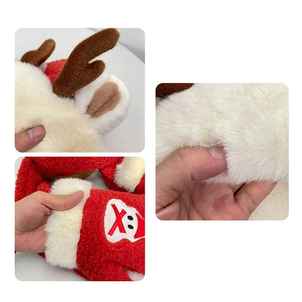 Милая рождественская шапка с красными рогами свободная плюшевая вязаная