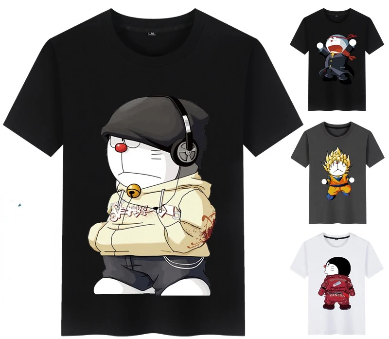 

Doraemon Co-branded Anime Peripheral Clothes Large Size Men's Short Sleeve T-Shirt T Shirt for Women Y2k Tops