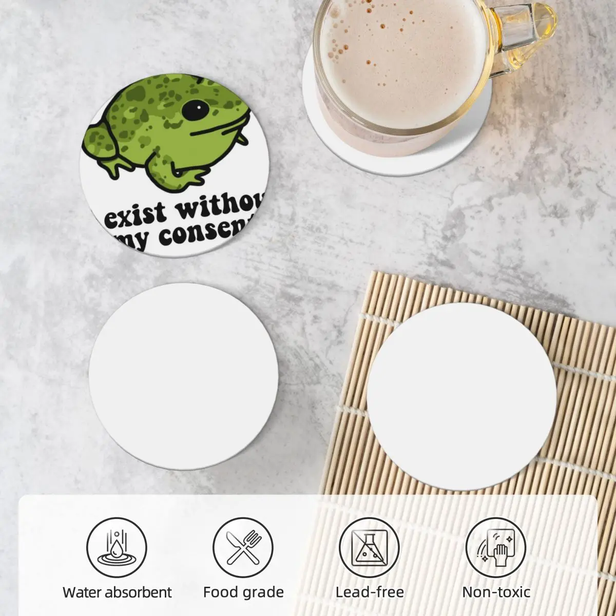 Я существую без моего разрешения керамические подставки в виде лягушки (набор из