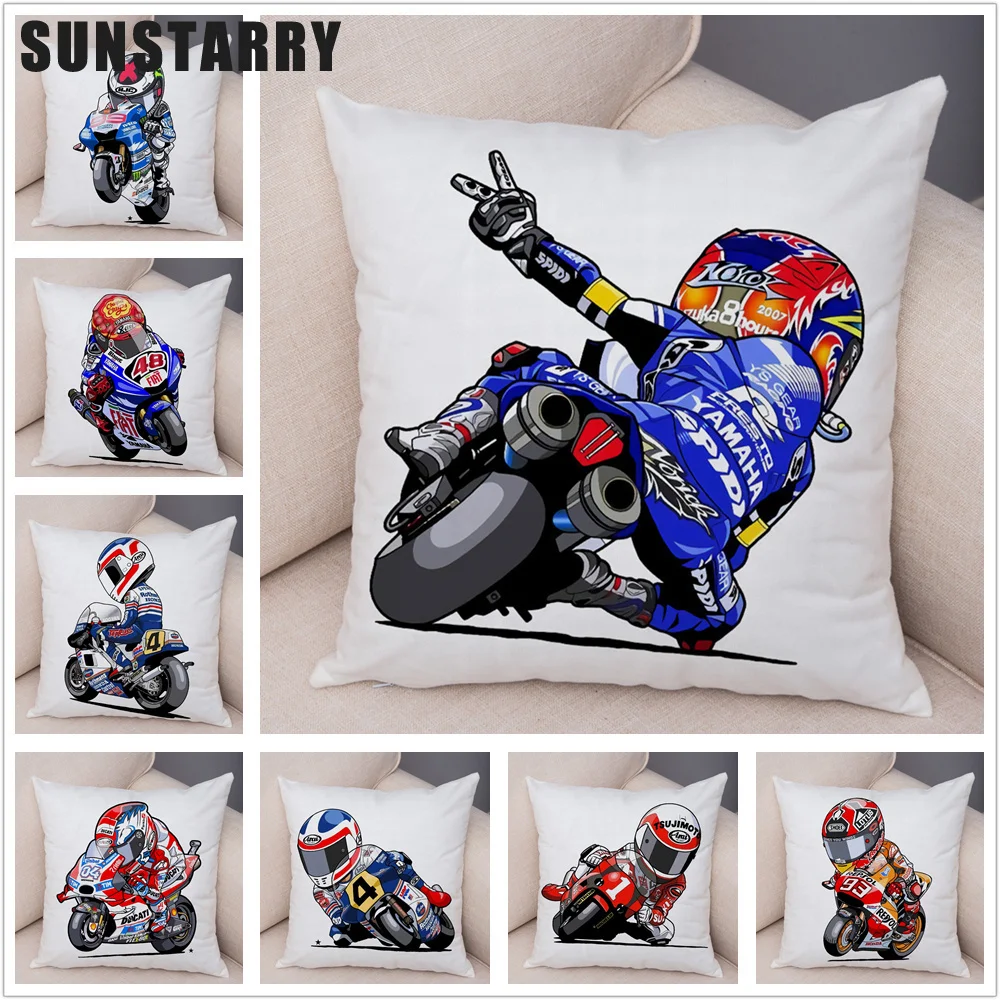 

Polyester Cartoon Sport Motorcycle Cushion Cover Mobile Bike Pillow Cover Pillow Case For Sofa Home Funda Cojin Cojines 45x45cm