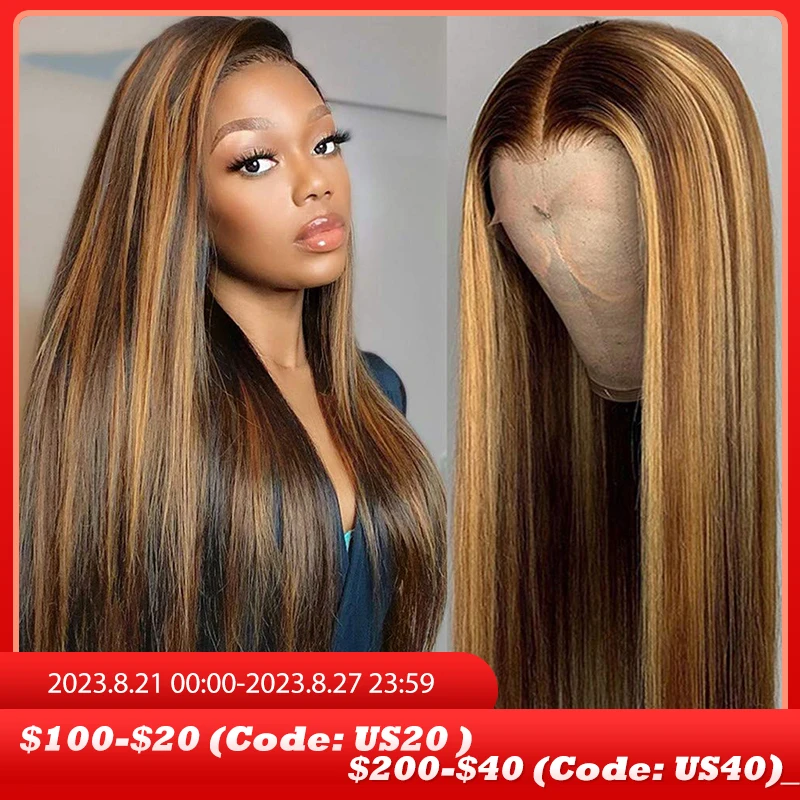 Highlight P4/27 Wig Human Hair 360 13x6 HD Lace Frontal Wig  Ombre Honey Blonde 4x4 13×4 Straight HD Lace Front Human Hair Wigs
