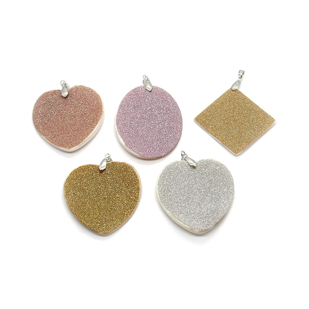 

44-55mm Round Heart Egg Shape Natural Freshwater Covered Shell Pendant Fashion Custom DIY Necklace Bracelet Charm Accessories