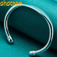 925 sterling silver 5mm smooth open bangle bracelet for women engagement wedding charm fashion jewelry