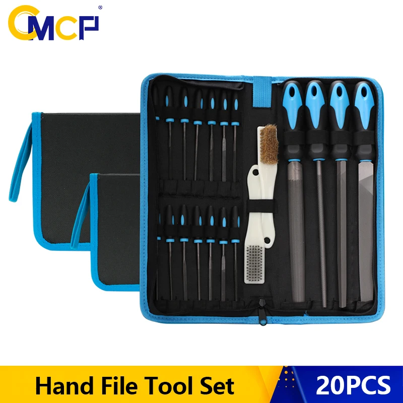 CMCP 20pcs File Tool Set Including Flat, Round, Triangle, Half Round File and Needle Files, Craft File Tools