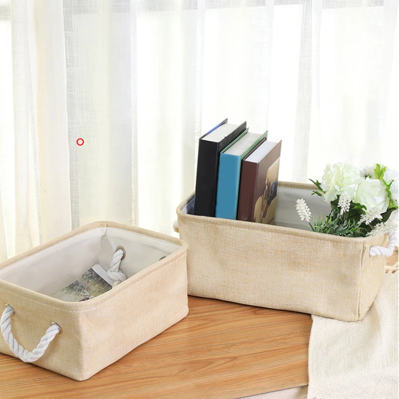 

Льняная корзина для хранения, складная вместительная настольная коробка для хранения всякой всячины, органайзер, товары для ухода за кожей,...