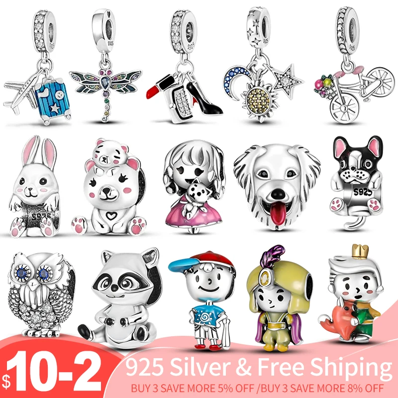 

Fits Original Pandach Bracelet Necklace Silver Color Charms Beads Silver Color Pendant Charms Beads Women DIY Fine Jewelry
