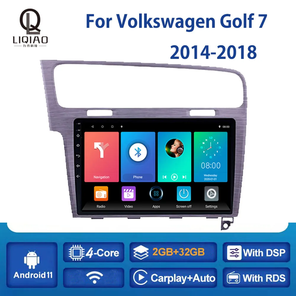 

Автомагнитола LIQIAO для Volkswagen Golf 7 2014-2018 Carplay Multimidia, видеоплеер с навигацией, GPS, камерой заднего вида, Bluetooth