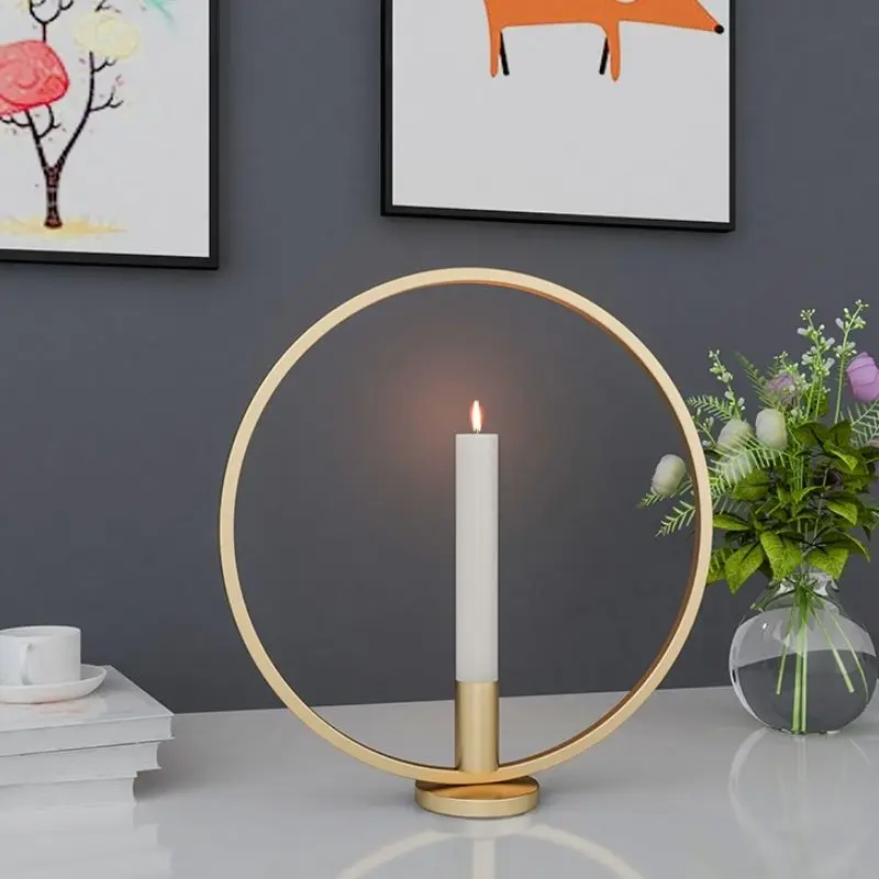 

Christmas Gift Candle Holder Metal Nordic Black Golden Candlesticks Ornate Geometric Luxury Candelabros Table Decoration OE50ZT