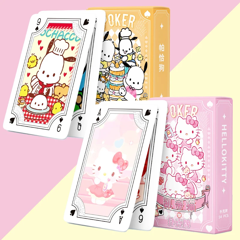 

Kawaii Cartoon Hello Kitty Pochacco Poker Anime One Piece Playing Cards Game Poker Cards Board Games Collectible Toys Girls Gift