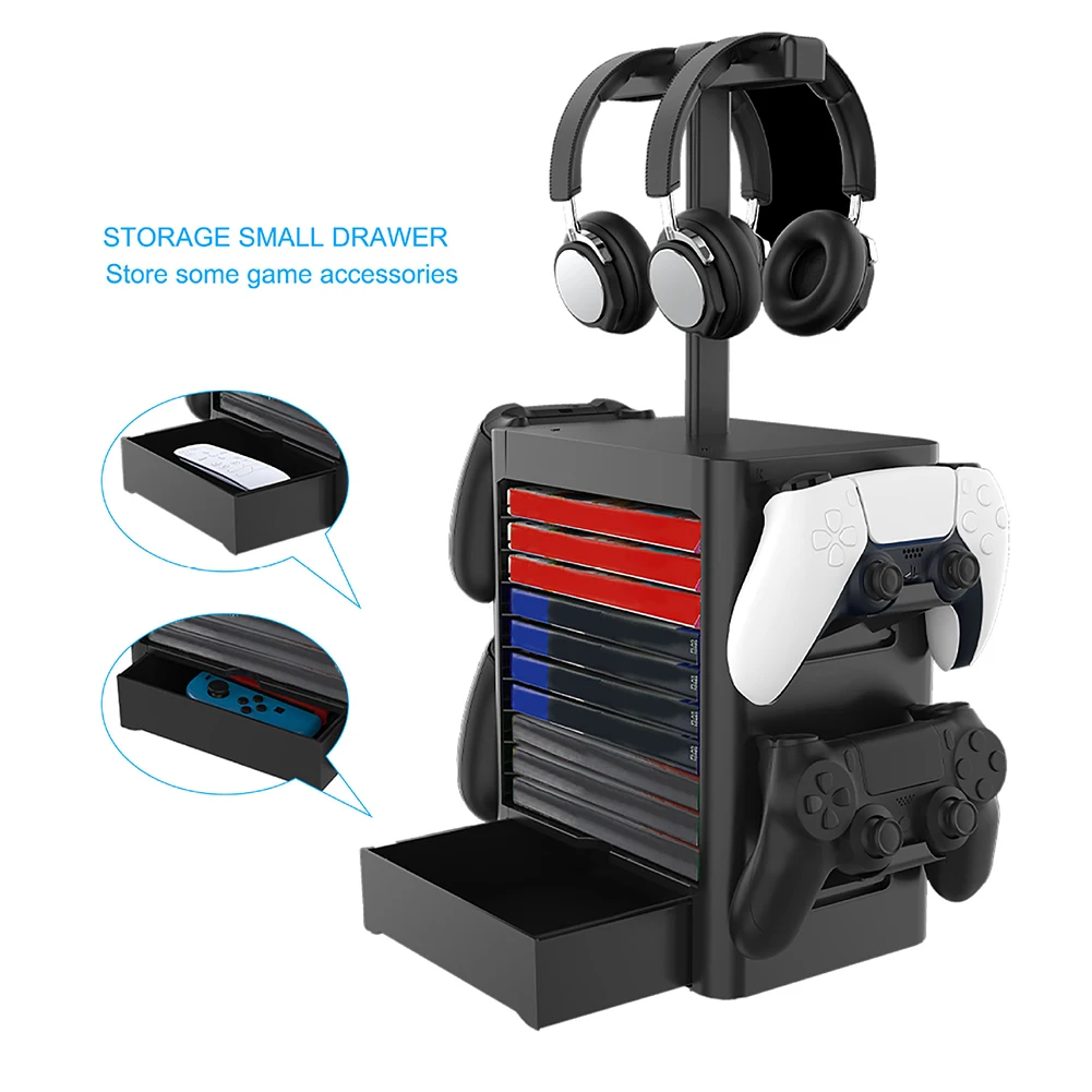 

For Nintendo Switch PS5 / PS4 / XBOX series CD disc headphone storage rack multi-function game console bracket game accessories