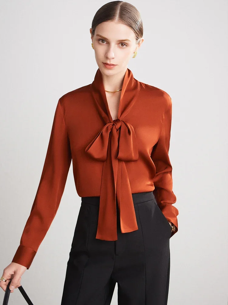 Шелковые рубашки SuyaDream для женщин 93% шелк 7% спандекс однотонная офисная шикарная