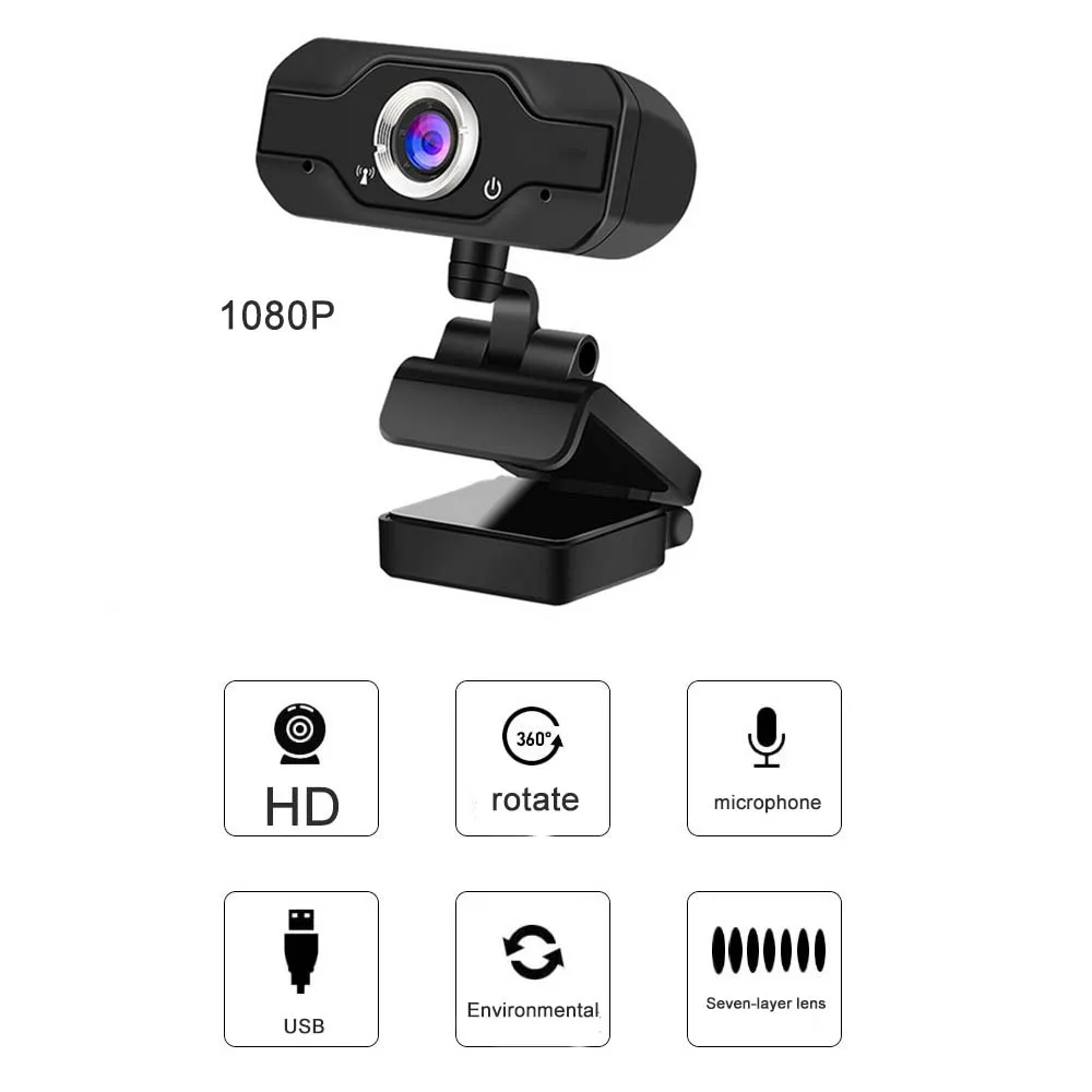 

Веб-камера вращающаяся на 360 градусов, 1080p full hd, с микрофоном