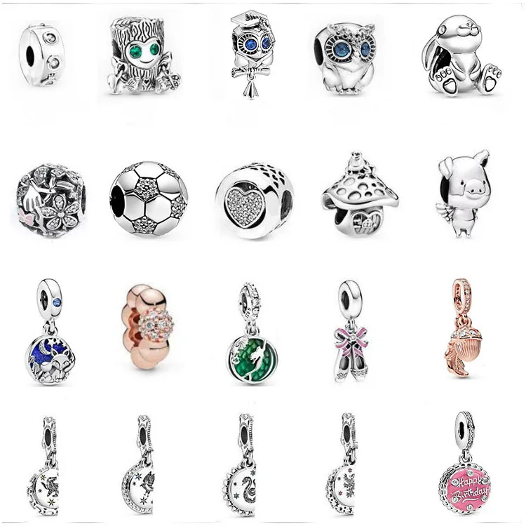

100% Silver Color charms Mermaid Owl Beads Charms fit Original Pandora Beads Bracelet silver jewelry