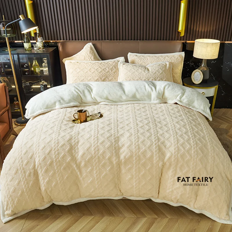 

Комплект теплого постельного белья из ворсистого бархата и берберского флиса, комплект с коротким плюшевым пододеяльником, Комплект постельного белья, простыня, наволочки, одеяло