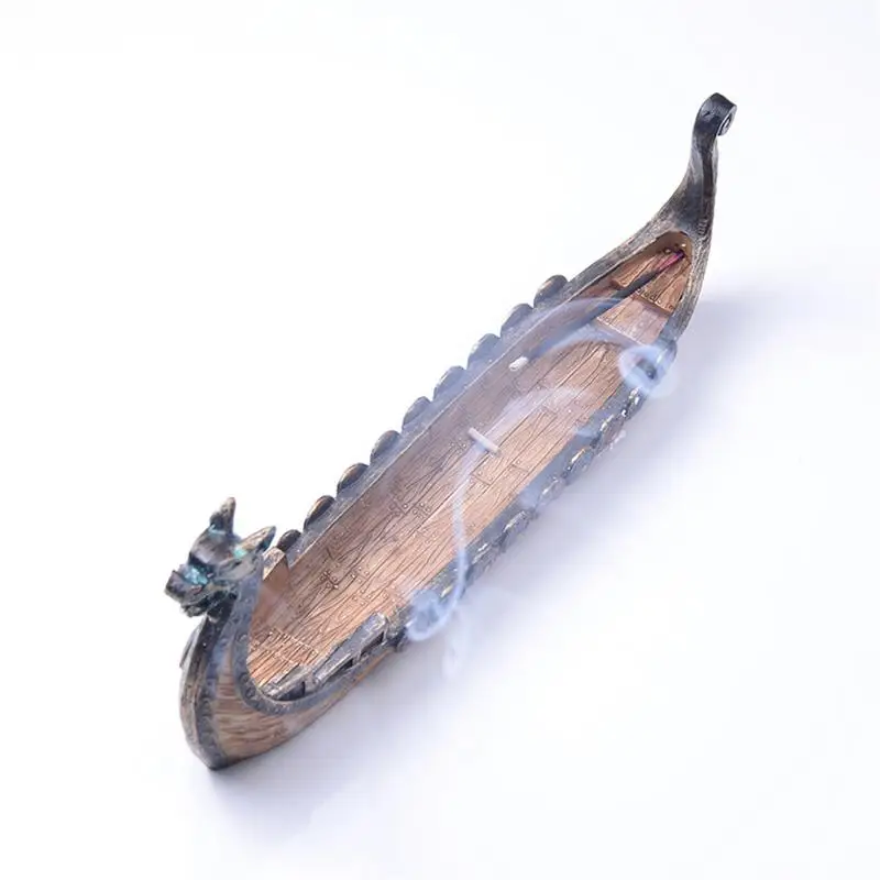 

Dragon Boat Incense Stick Holder Burner Hand Carved Carving Censer Fengshui Ornaments Retro Incense Burners Traditional Design