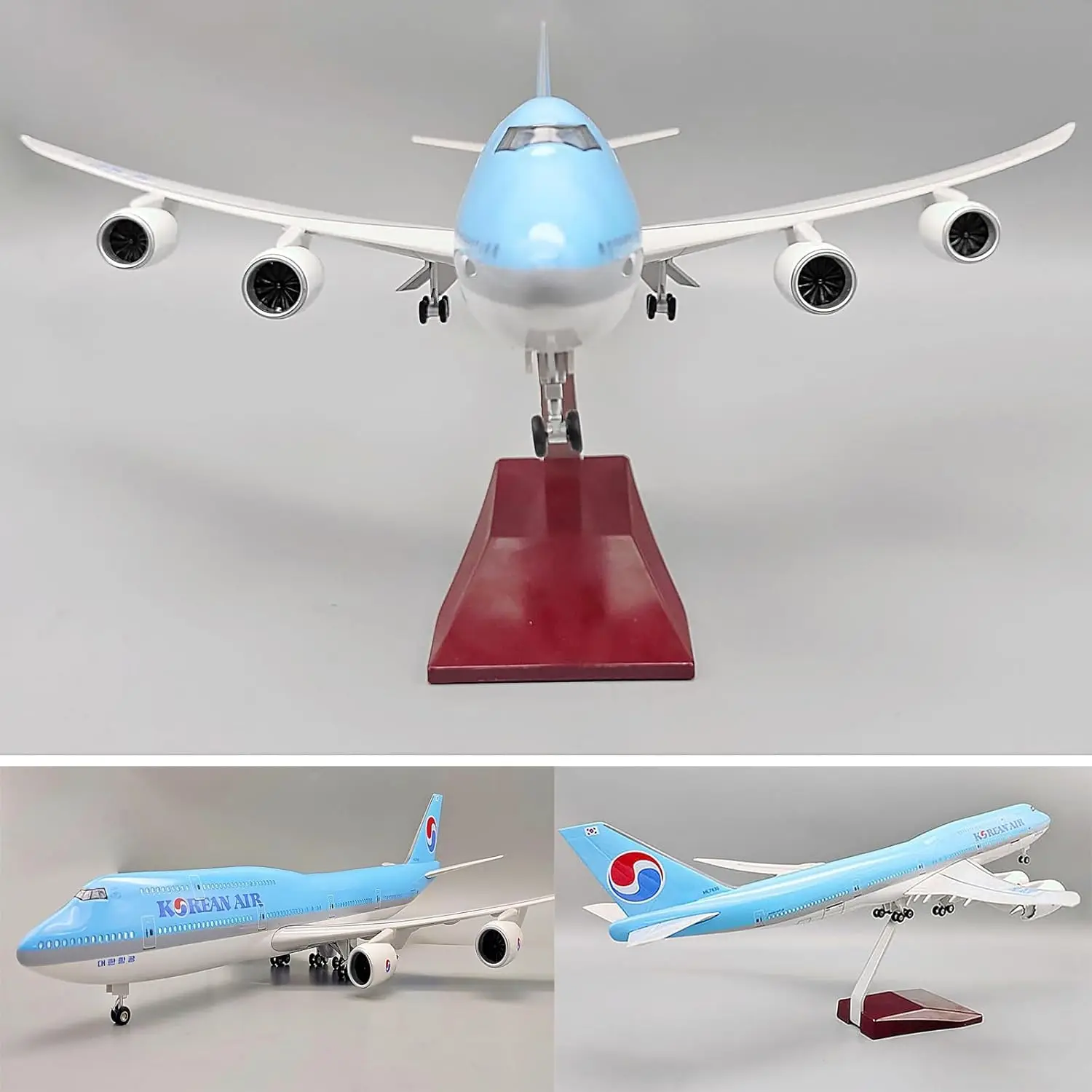 Фото Масштабная модель самолета B747-8 корейской авиакомпании, 1/150, 47 см, из литого металла, для авиационных энтузиастов, в подарок или для коллекции/демонстрации №4