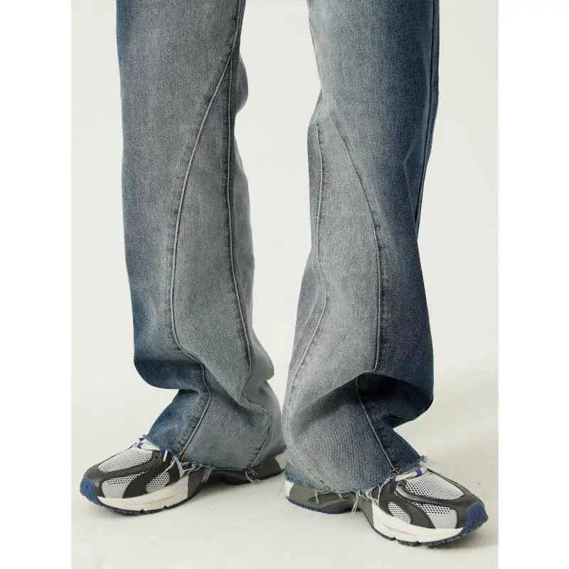 Poetry | Four Seasons New Products Korean Style Contrast Color Tie-dye Gradient Micro-flare Casual Jeans Men's Straight Retro