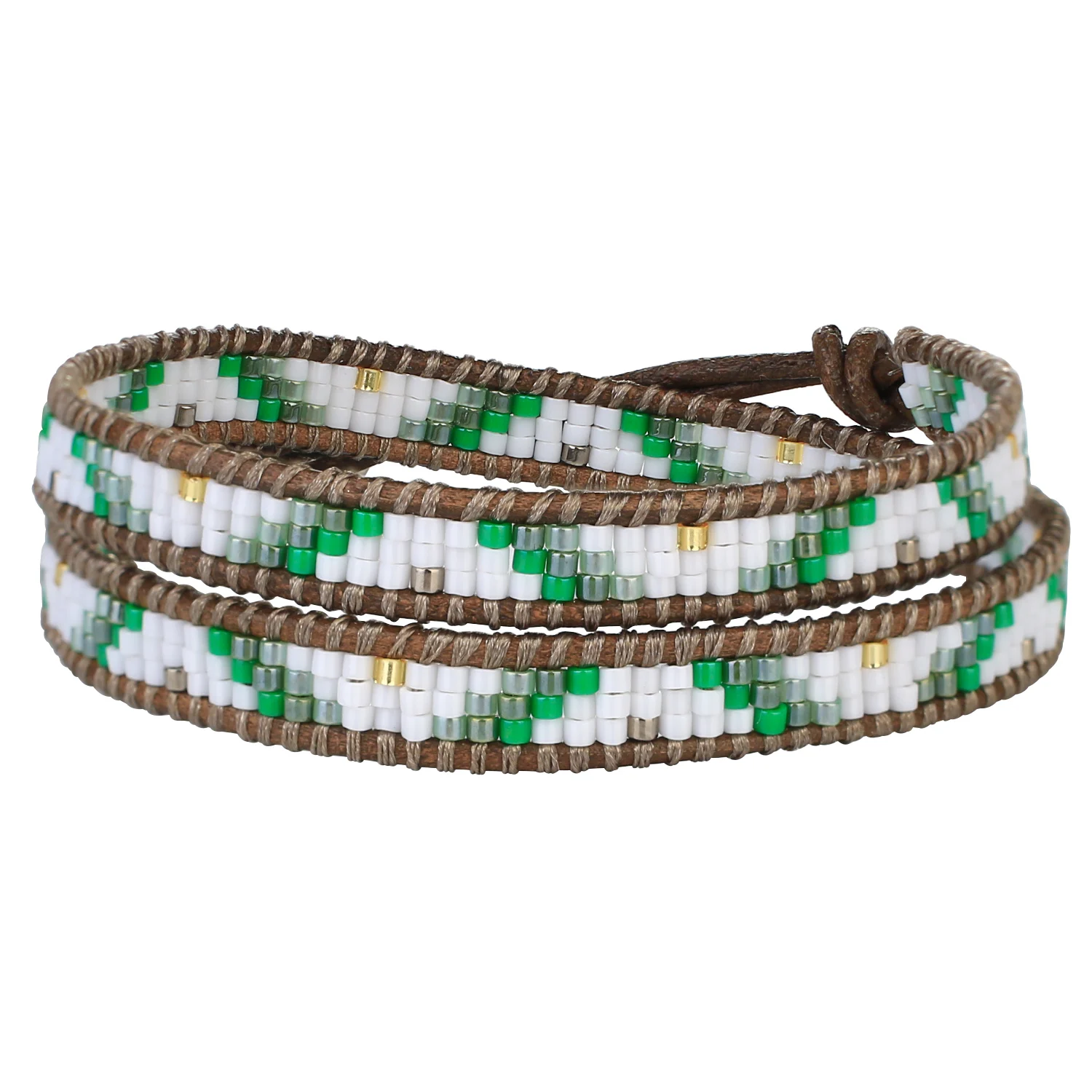 

C.QUAN CHI Boho MIYUKI Beaded Bracelet for Women Fashion Handmade Leather 2 Wrap Braided Bracelets Simple Women Jewelry Gifts